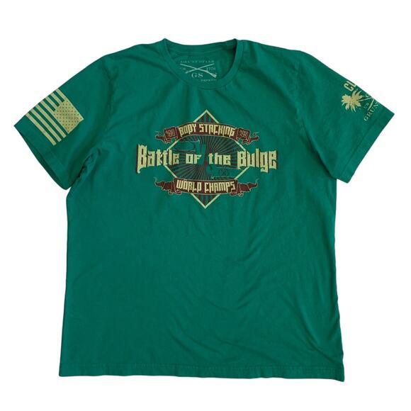 Grunt Style Men's Size XL Battle Of The Bulge Short Sleeve Green T-Shirt - Picture 1 of 13